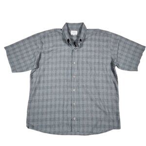 Versace Shirts Couture Mens Gray Plaid Short Sleeve Shirt Size Large Cotton